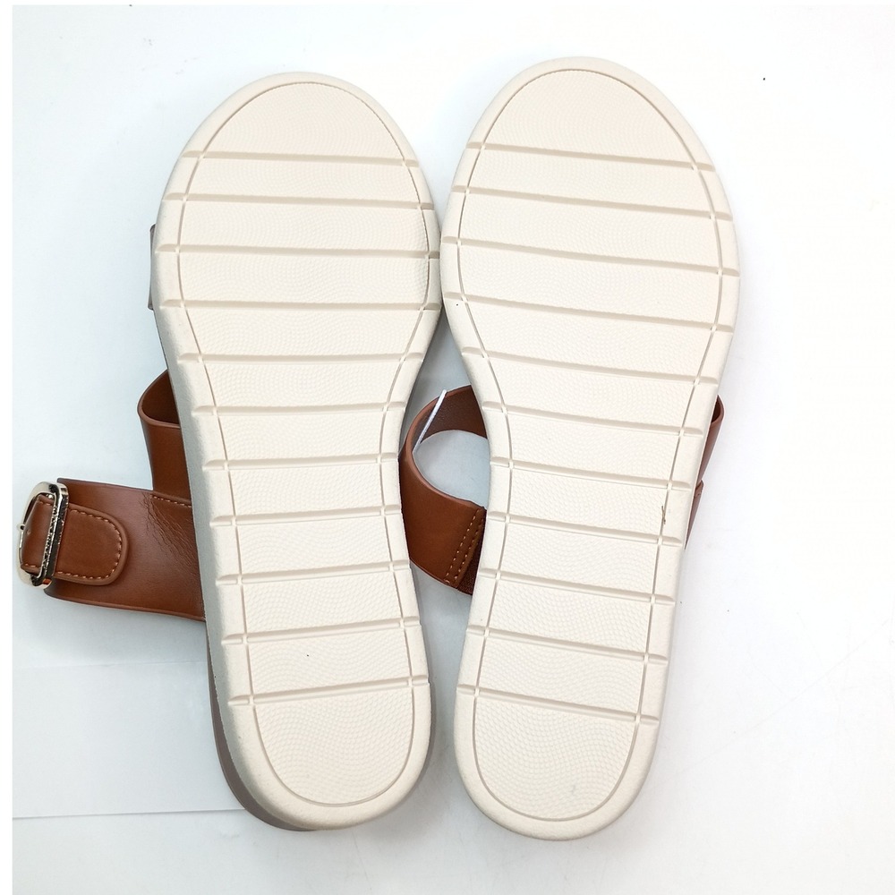 Anne Klein Aklalasa Wedge Sandals Women Size 8.5 Cognac Brown iFlex Buckle Strap - Picture 9 of 10